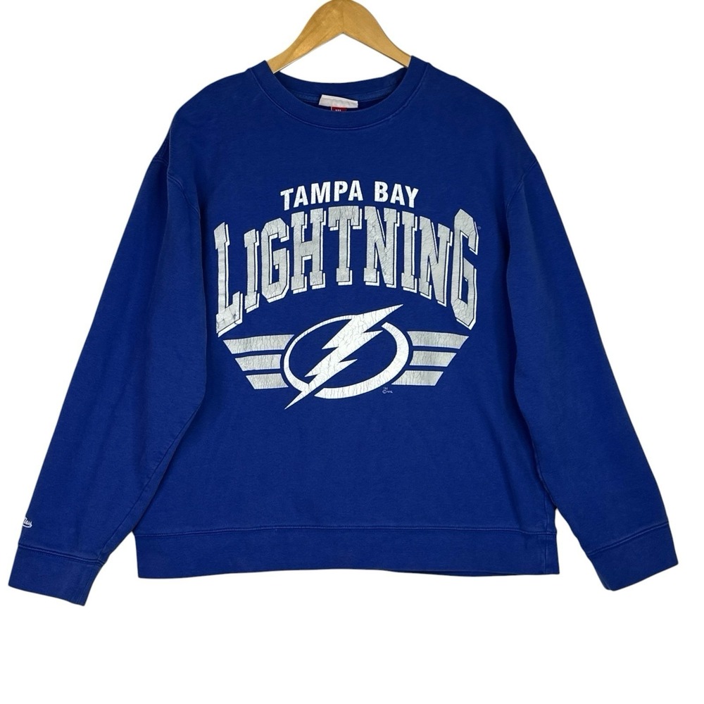 Mitchell & Ness Tampa Bay Lightning Sweatshirt Mens XL Blue NHL Graphic Crewneck